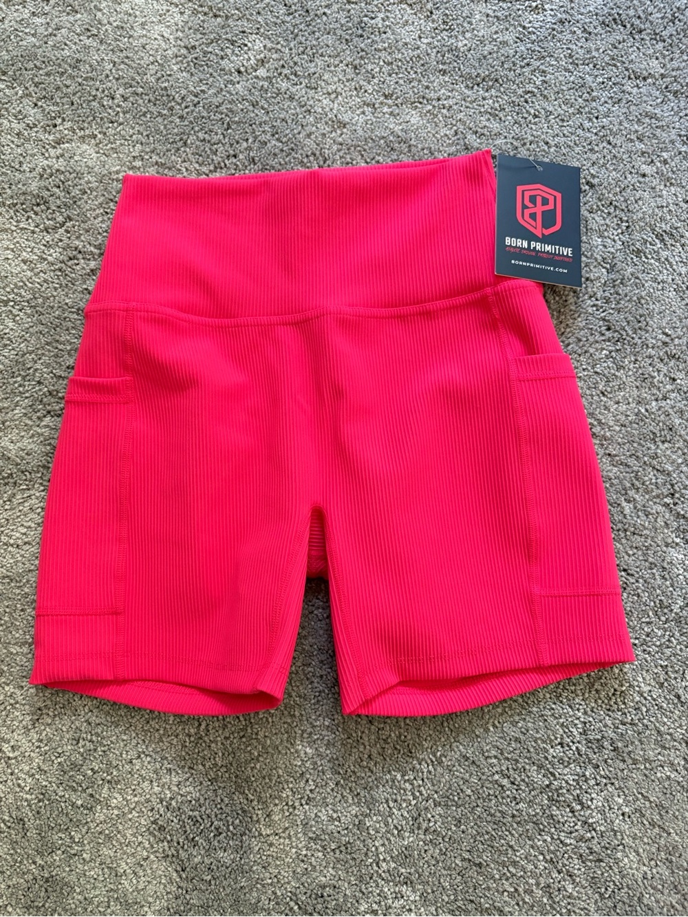 Born Primitive Vibrant Pink Ribbed High-Waist Bike Shorts